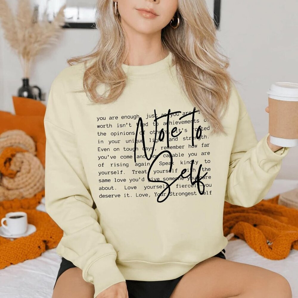 Women’s Cotton Blend Inspirational Sweatshirt You Are Enough Casual Top - Picture 2 of 7
